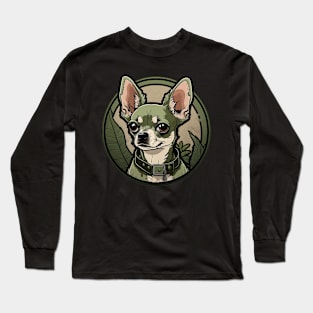 Chihuahua Camouflage Motif Long Sleeve T-Shirt